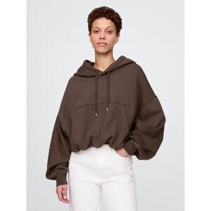 GAP Heavyweight French Terry Cropped Bubble Hoodie Basic Brown - XS